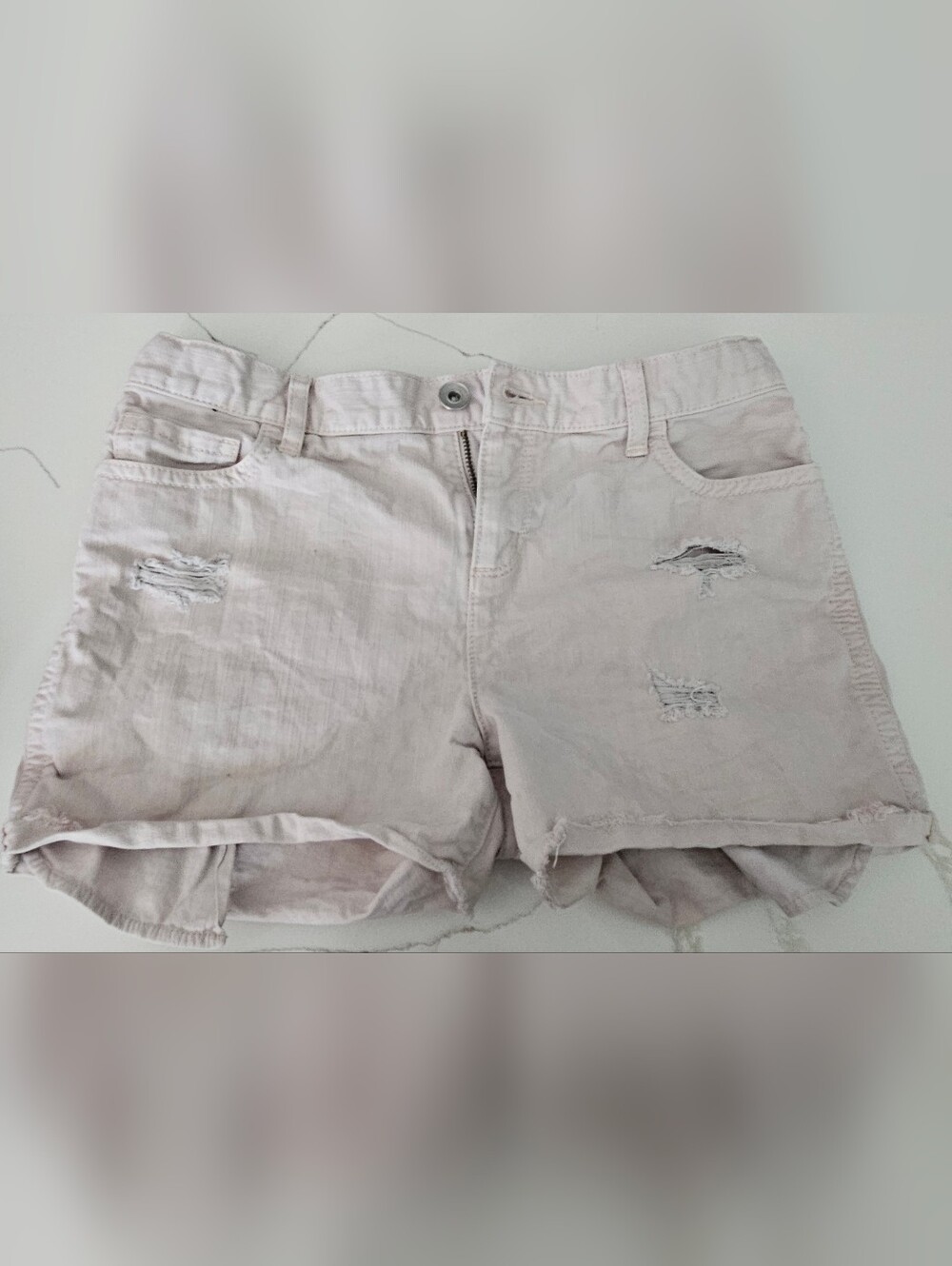 Girls Distressed Casual Shorts in Light Pink- Classic Summer Style